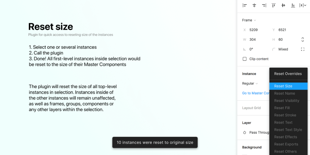 Free Reset Size Figma Plugin | Figma Elements