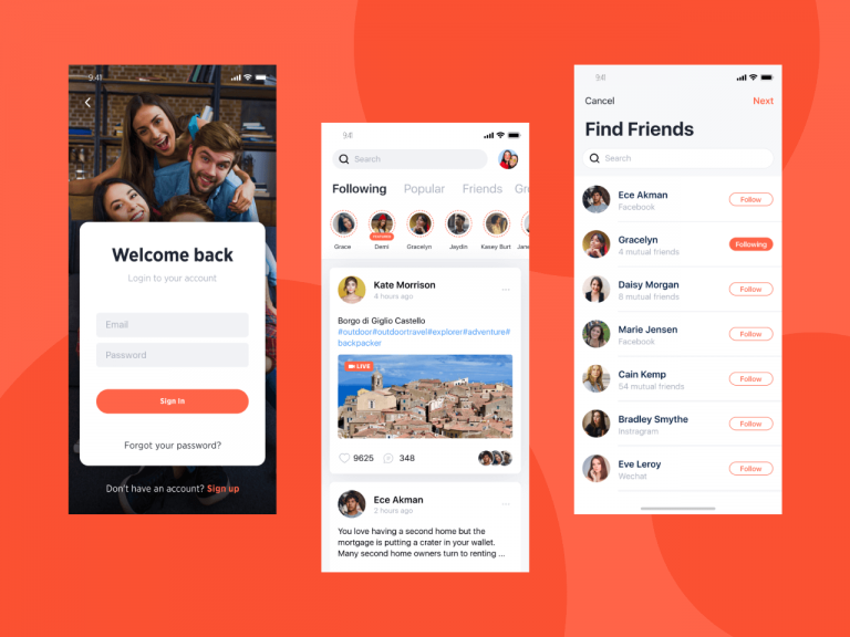 Social Mobile App UI Kit - Free Figma Resource | Figma Elements