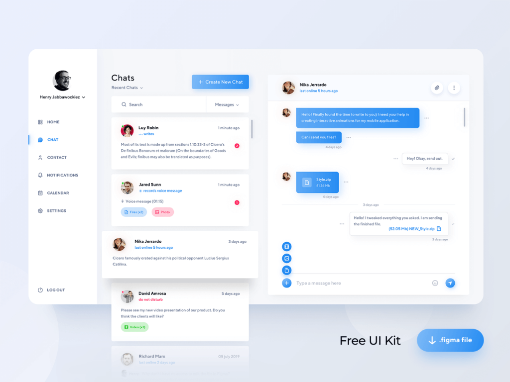 Chat Dashboard Free Figma Resource Figma Elements