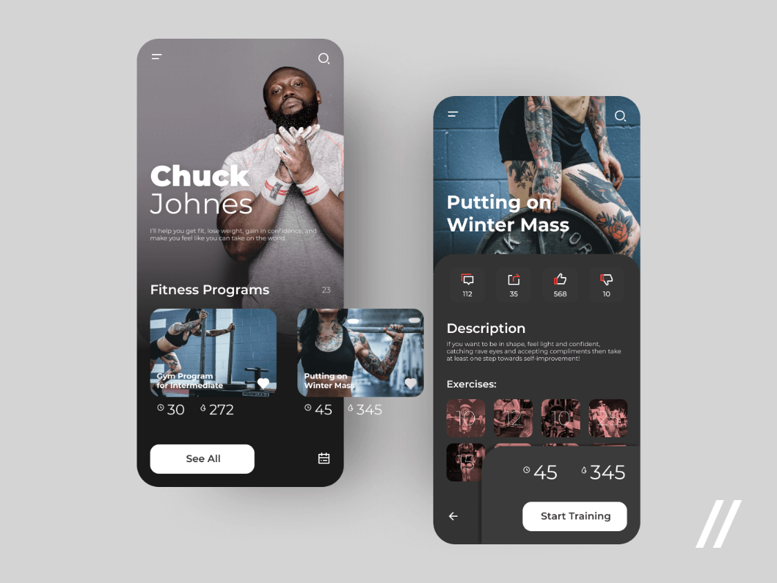Personal Fitness Trainer App - Free Figma Resource