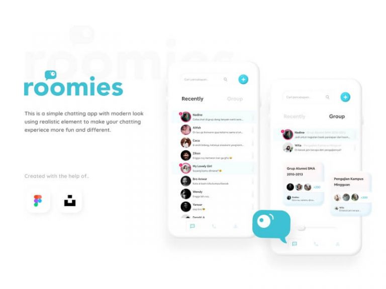 Roomies Chat App Free Figma Resource Figma Elements