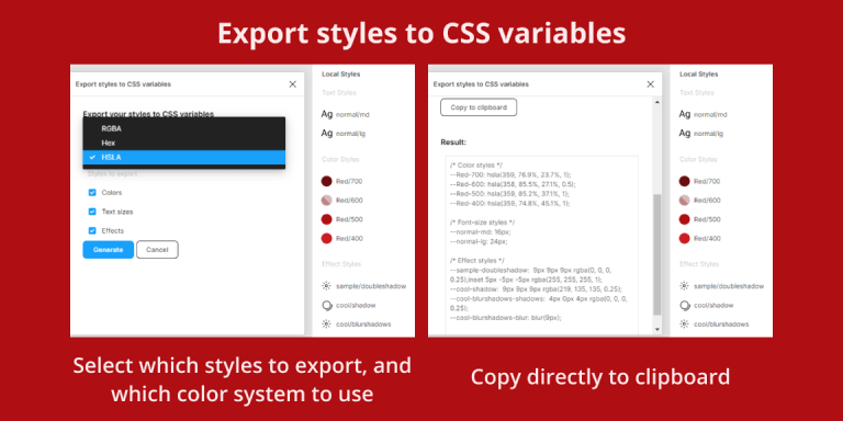 Free Export styles to CSS variables Figma Plugin | Figma Elements