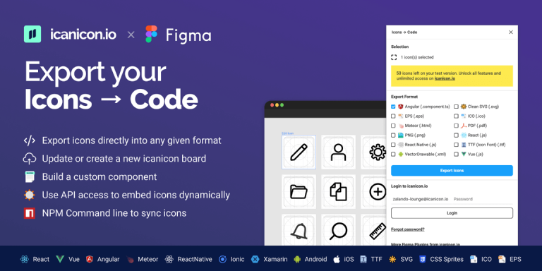 Free Icons → Code Figma Plugin | Figma Elements