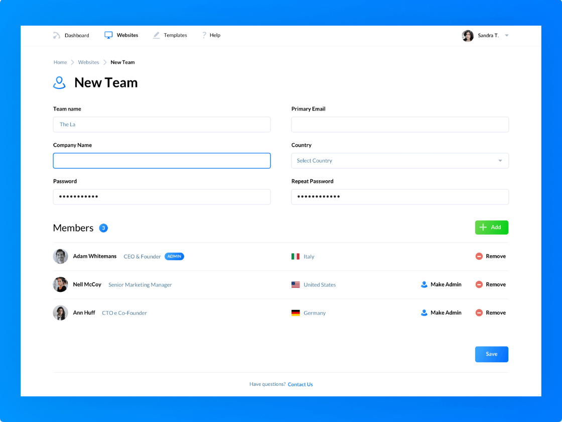 Web clipboard. Web dashboard. New form Design.