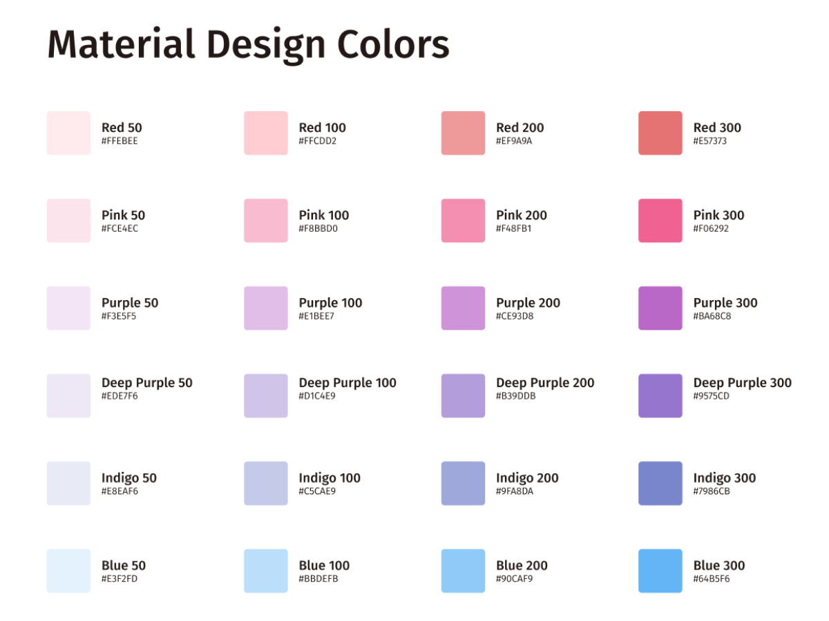 Material deals design colors