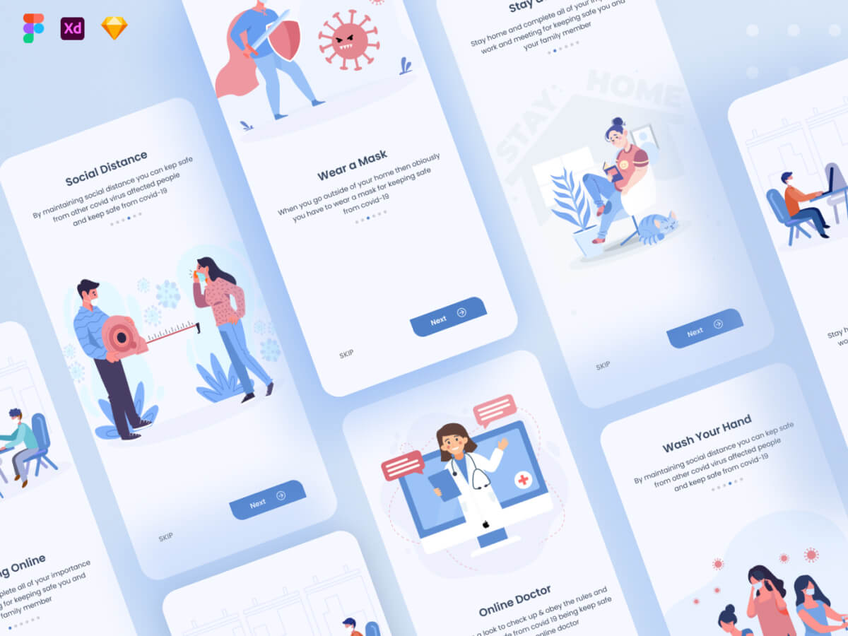 Onboarding Screen for COVID-19 App Figma UI Kit