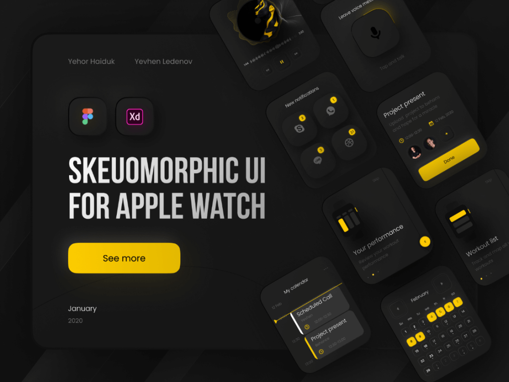 Boro Skeumorphic UI Apple Watch - Free Figma Resource | Figma Elements