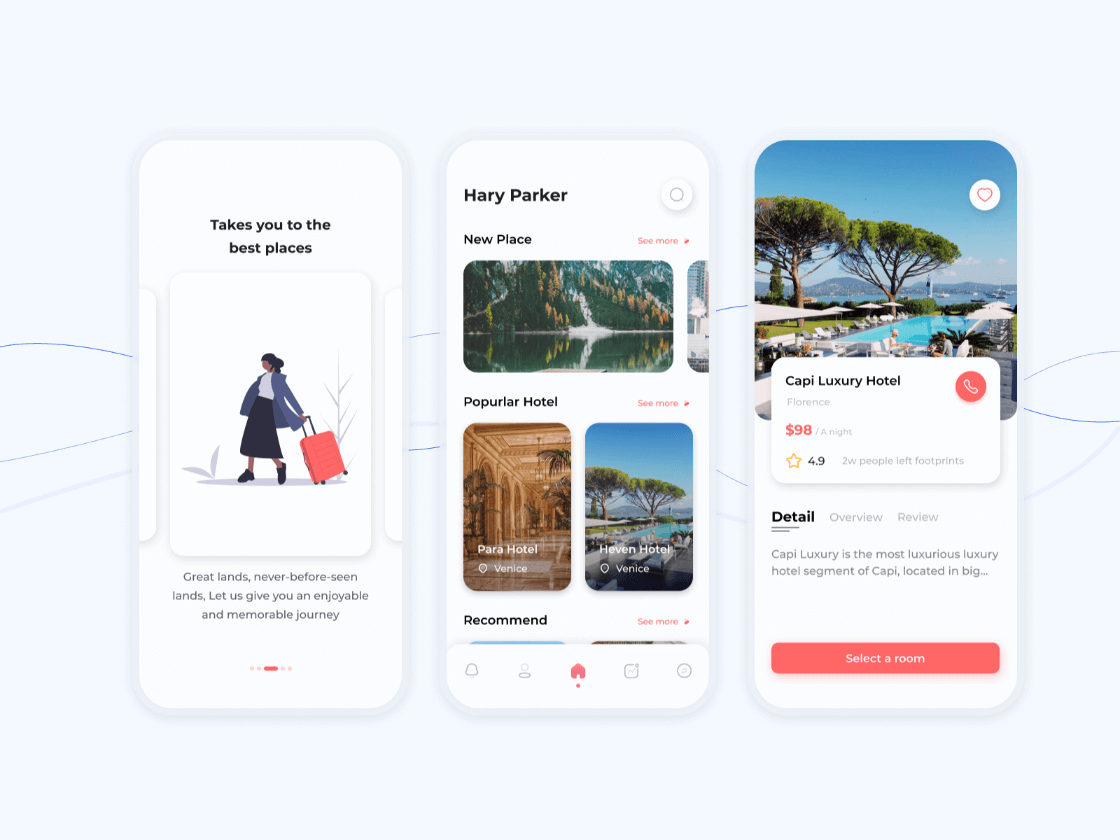 travel booking ui