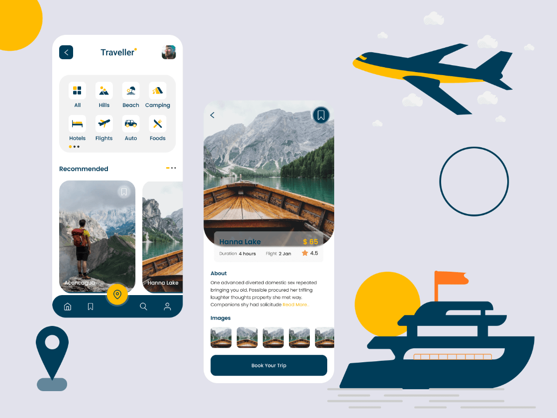 travel booking ui