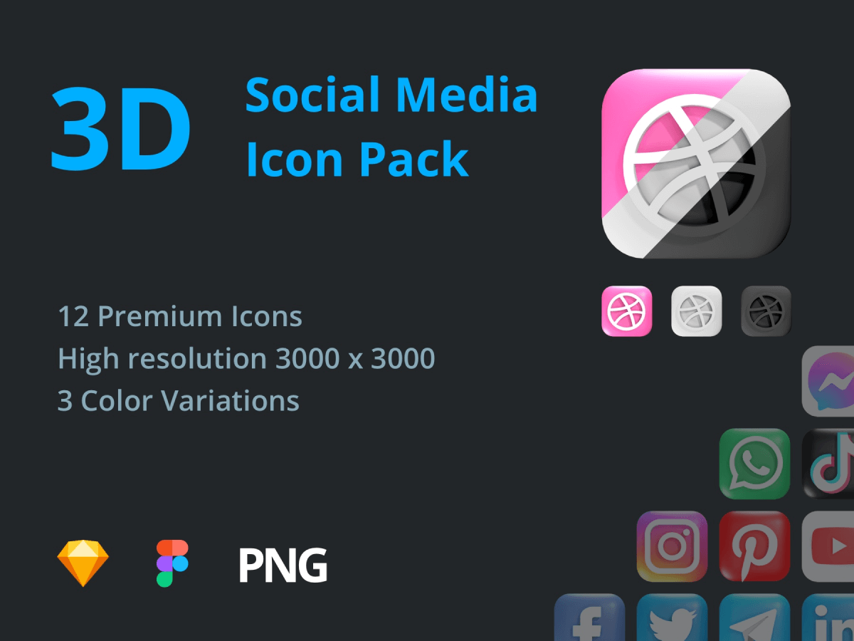 3d social media icons instagram