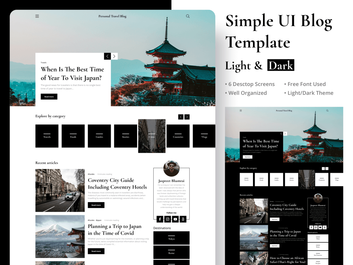 Simple UI Blog Template Free Figma Resource Figma Elements