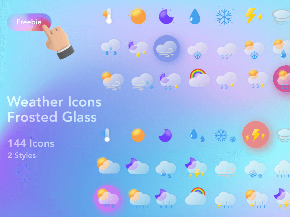 Frosted Glass Weather Icons - Free Figma Resource | Figma Elements