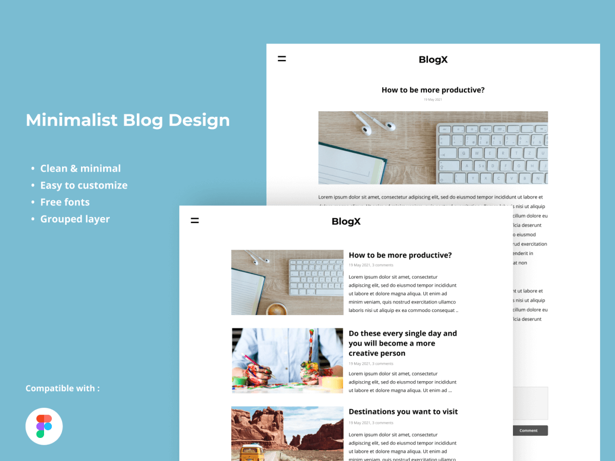 Minimalist Blog Design - Free Figma Resource | Figma Elements