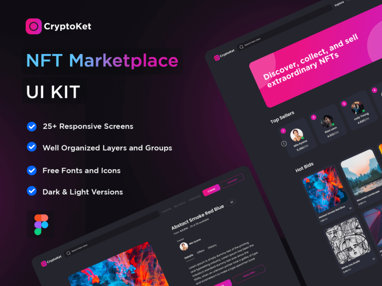 NFT Marketplace UI Kit - Free Figma Resource | Figma Elements