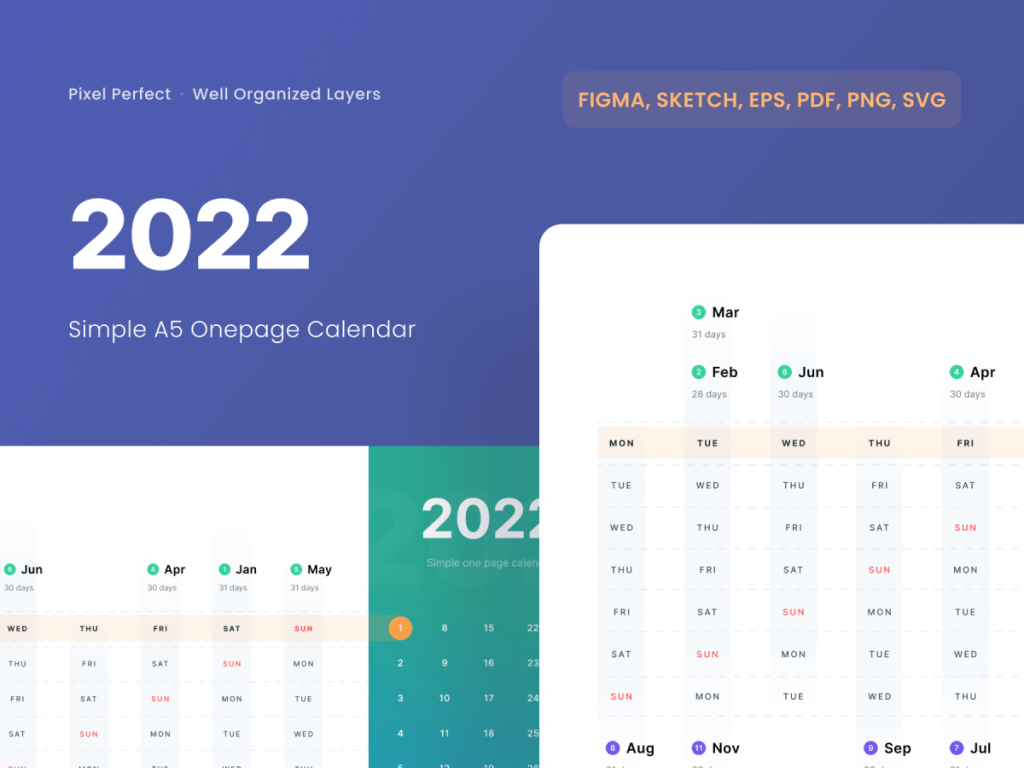 One Page Calendar Template Free Figma Resource Figma Elements