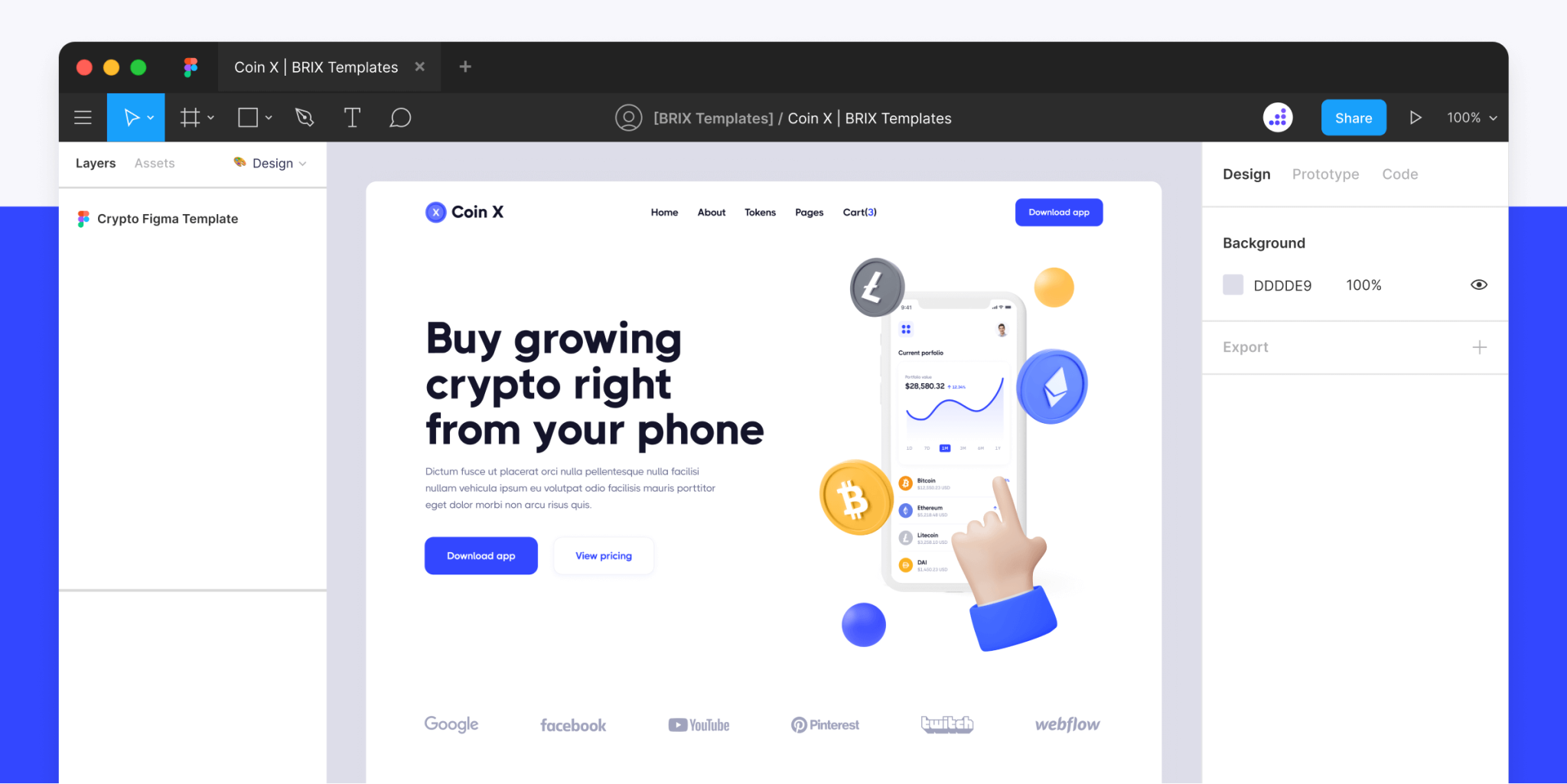 Coin X - Crypto App Figma Template - Free Figma Resource | Figma Elements