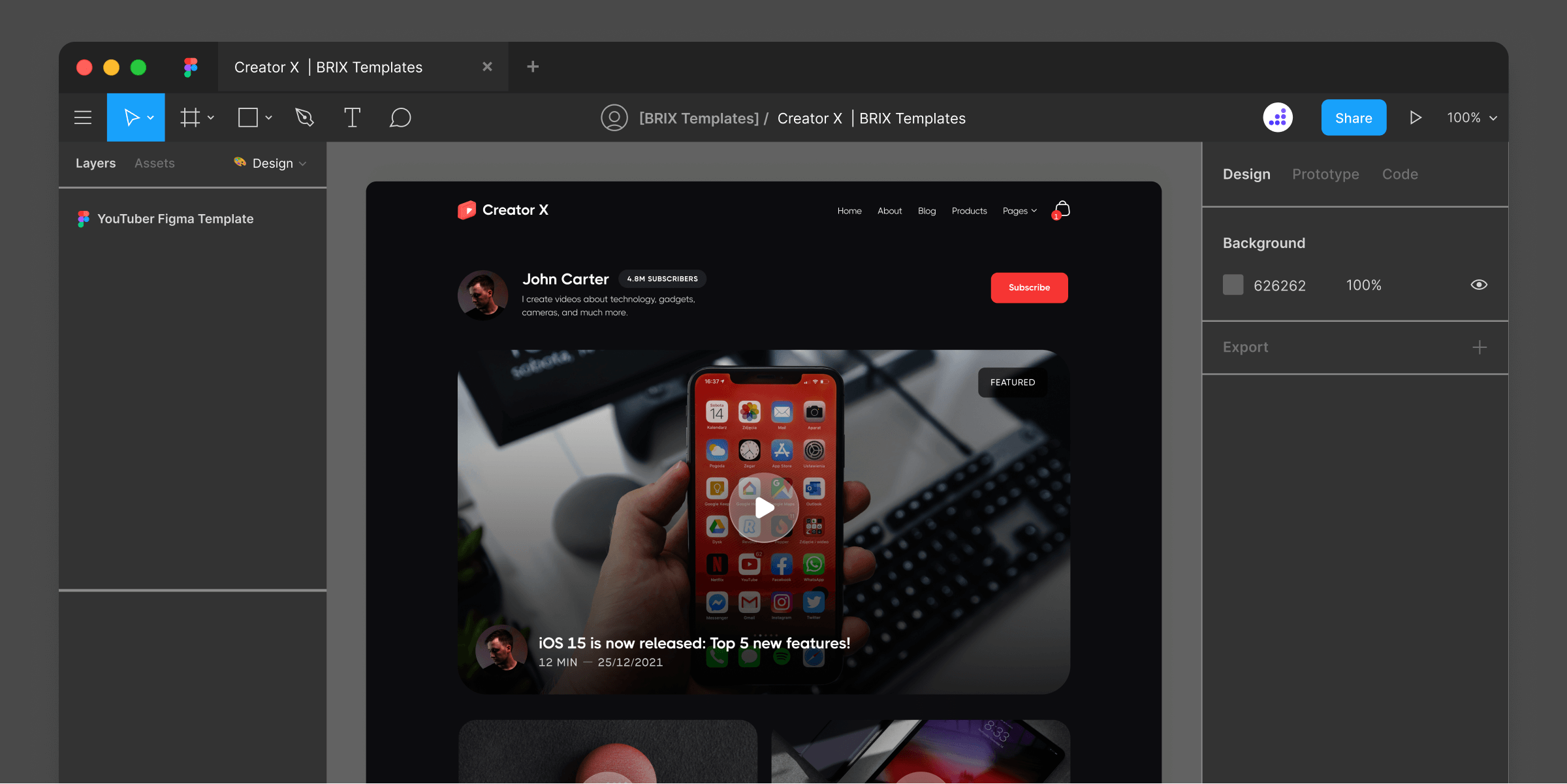 Content Creators Website Figma Template