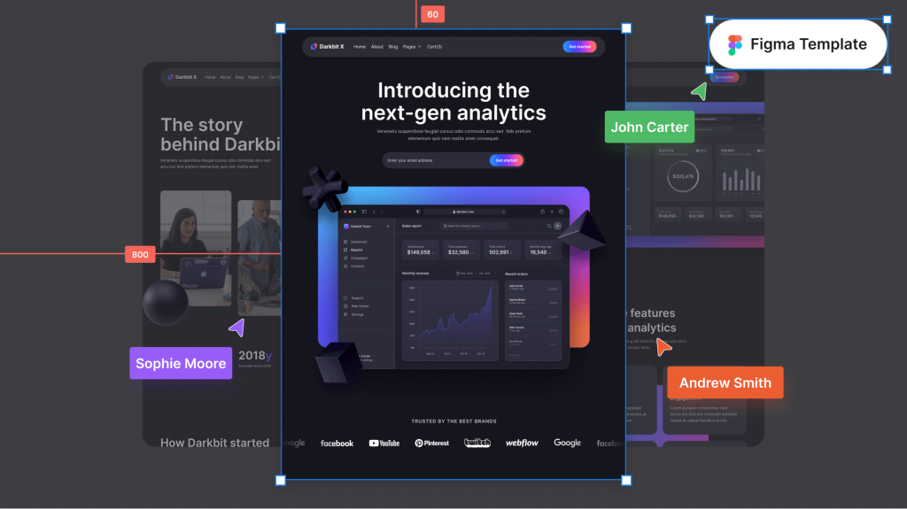 Darkbit X - Dark Mode Tech Figma Template - Free Figma Resource | Figma