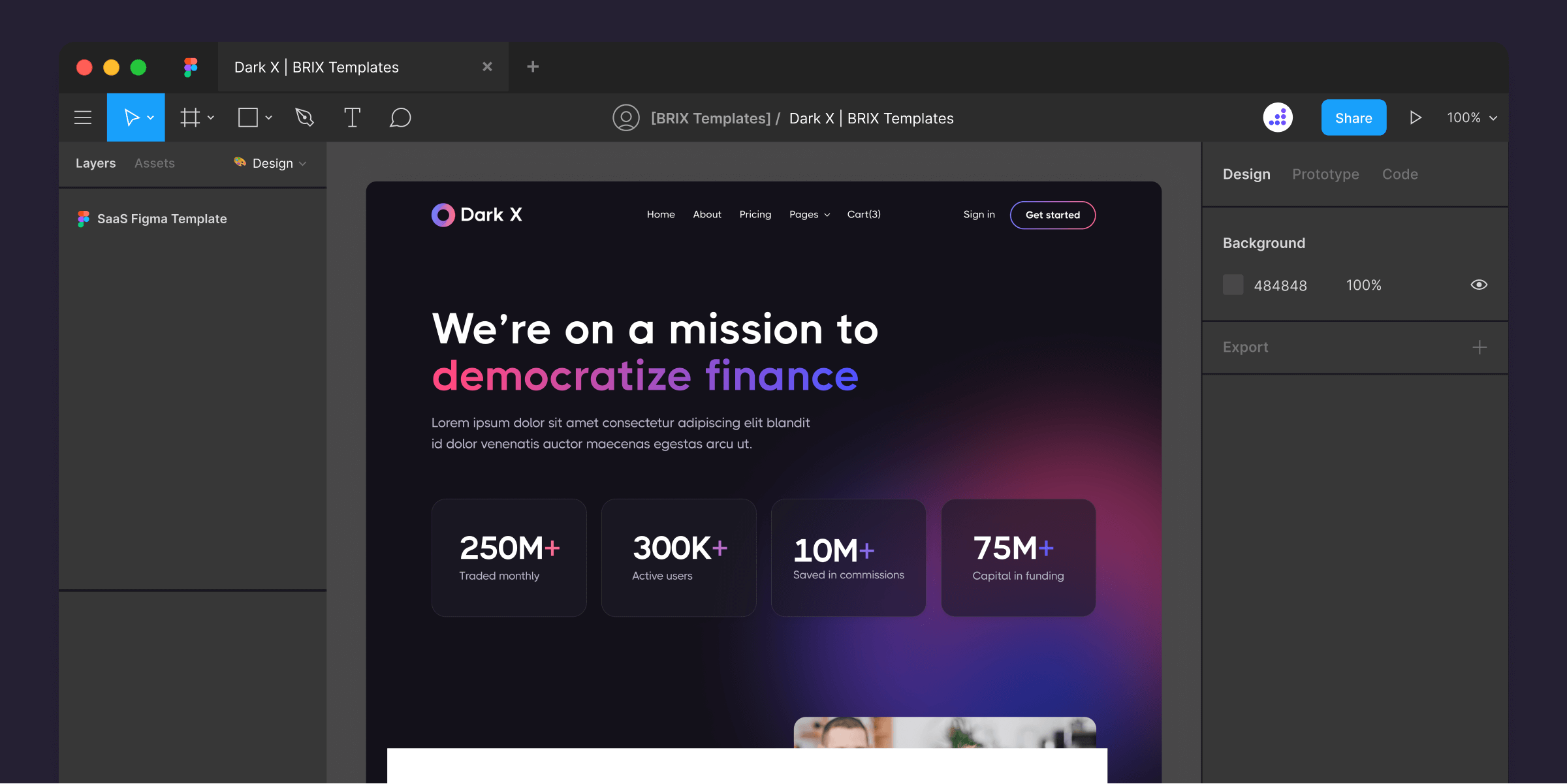 Dark Mode Technology SaaS Website Figma Template