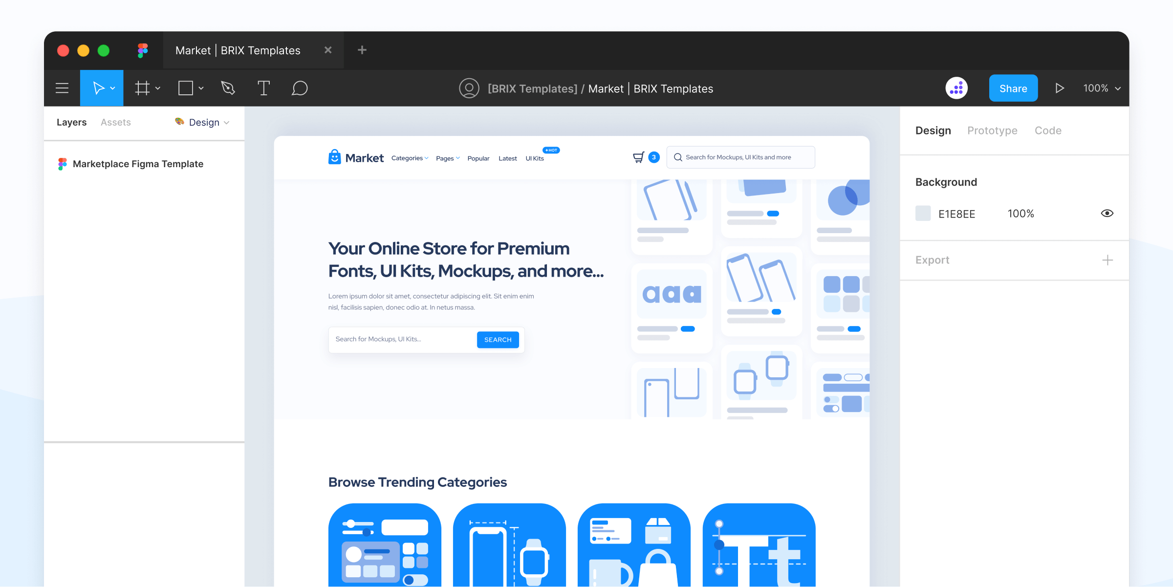 Design Marketplace Website Figma Template