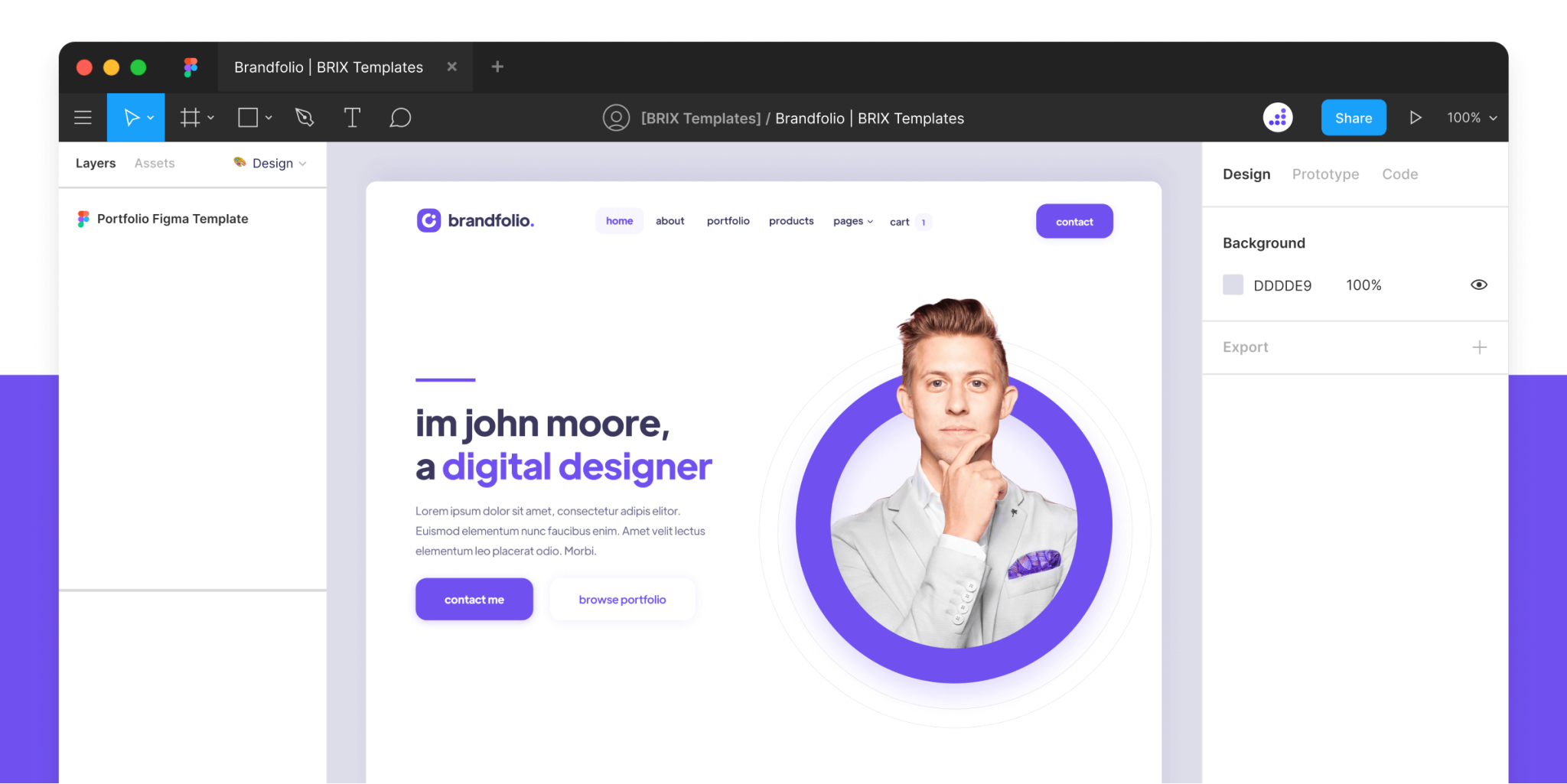 Brandfolio - Design Portfolio Figma Template - Free Figma Resource ... image.