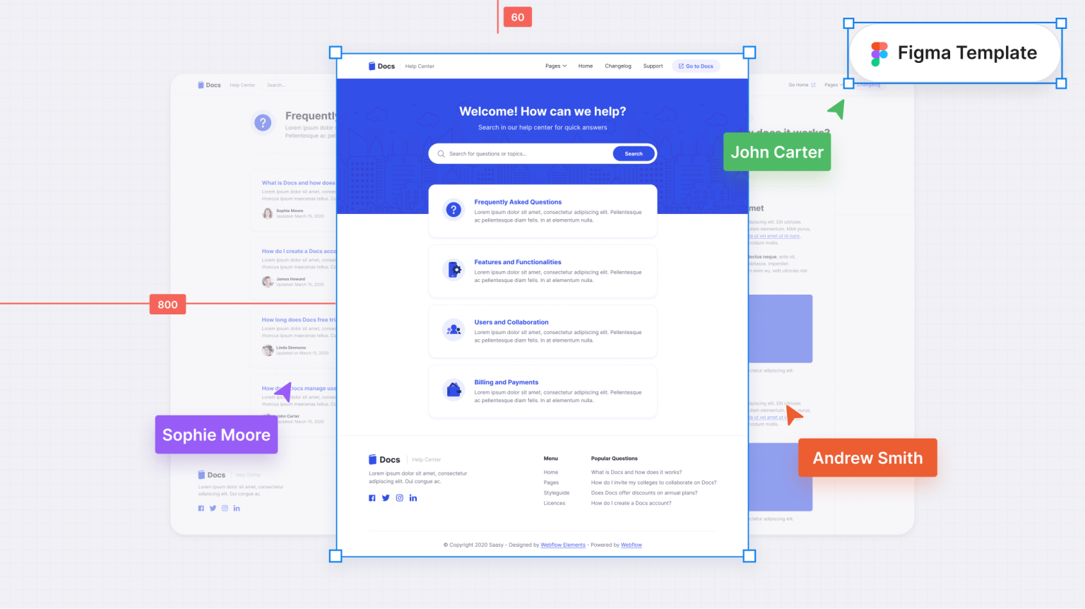 Docs - Help Center Figma Template - Free Figma Resource | Figma Elements
