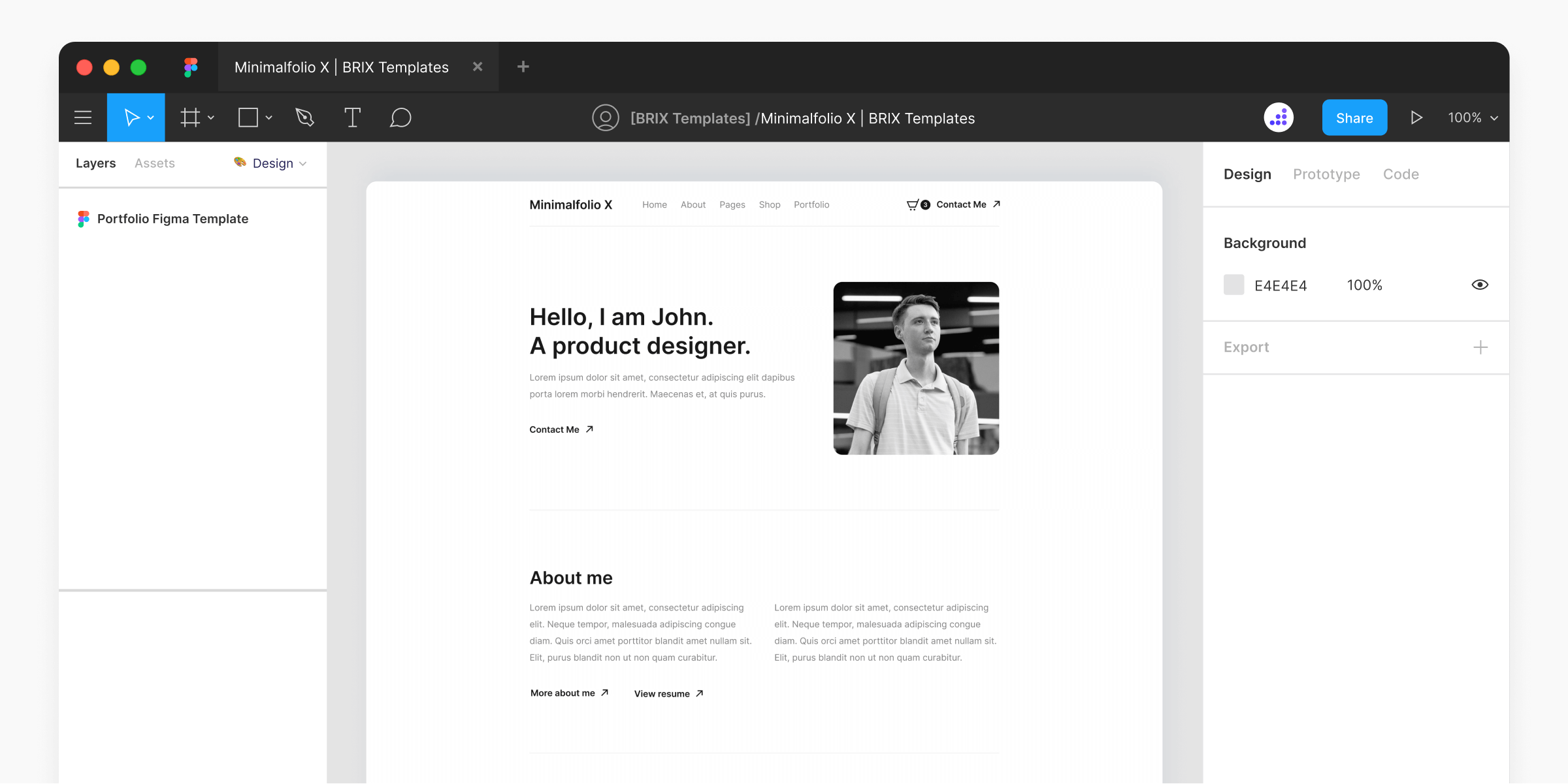 Personal Portfolio Website Figma Template