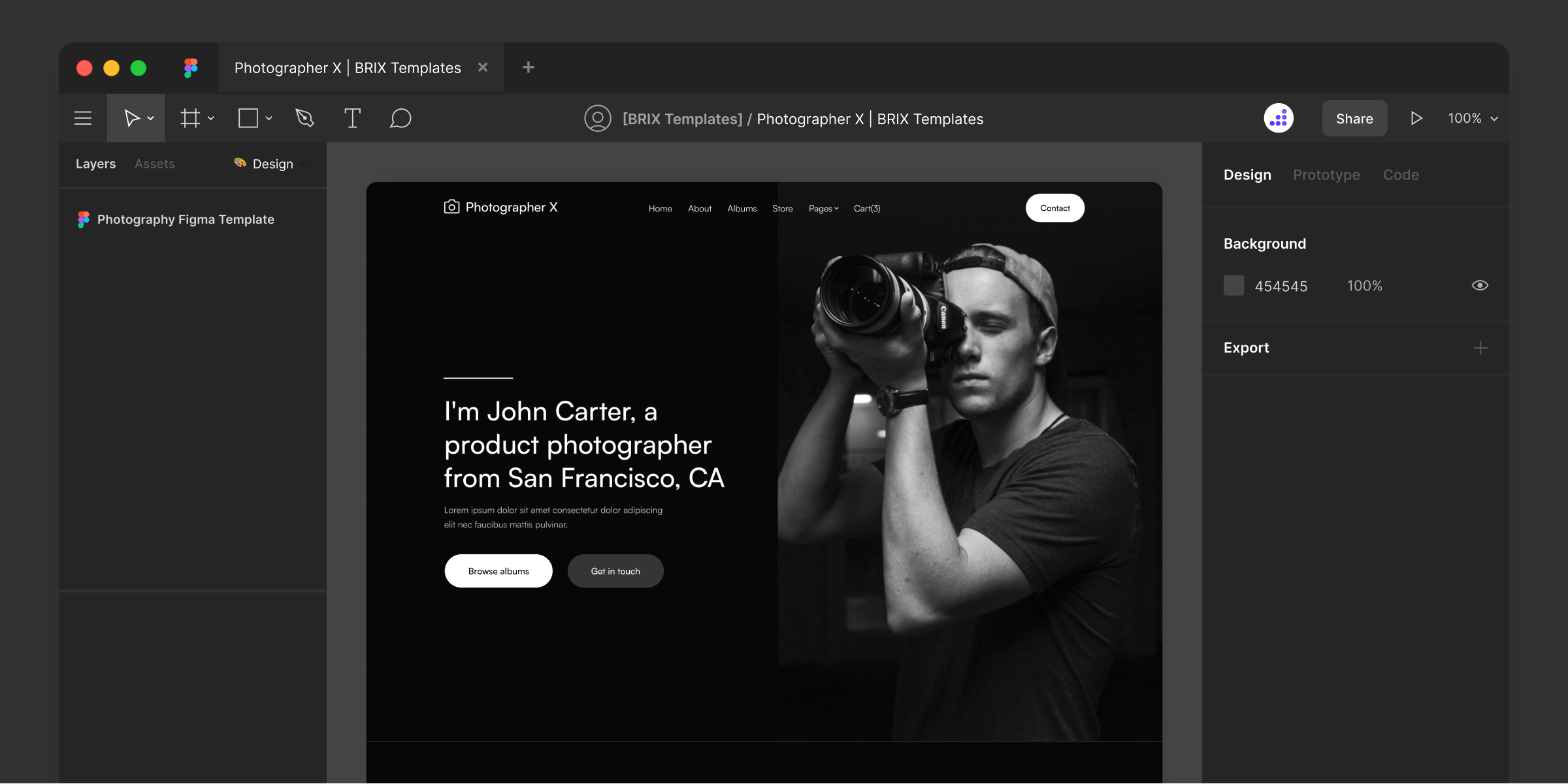 Photography Studio Website Figma Template