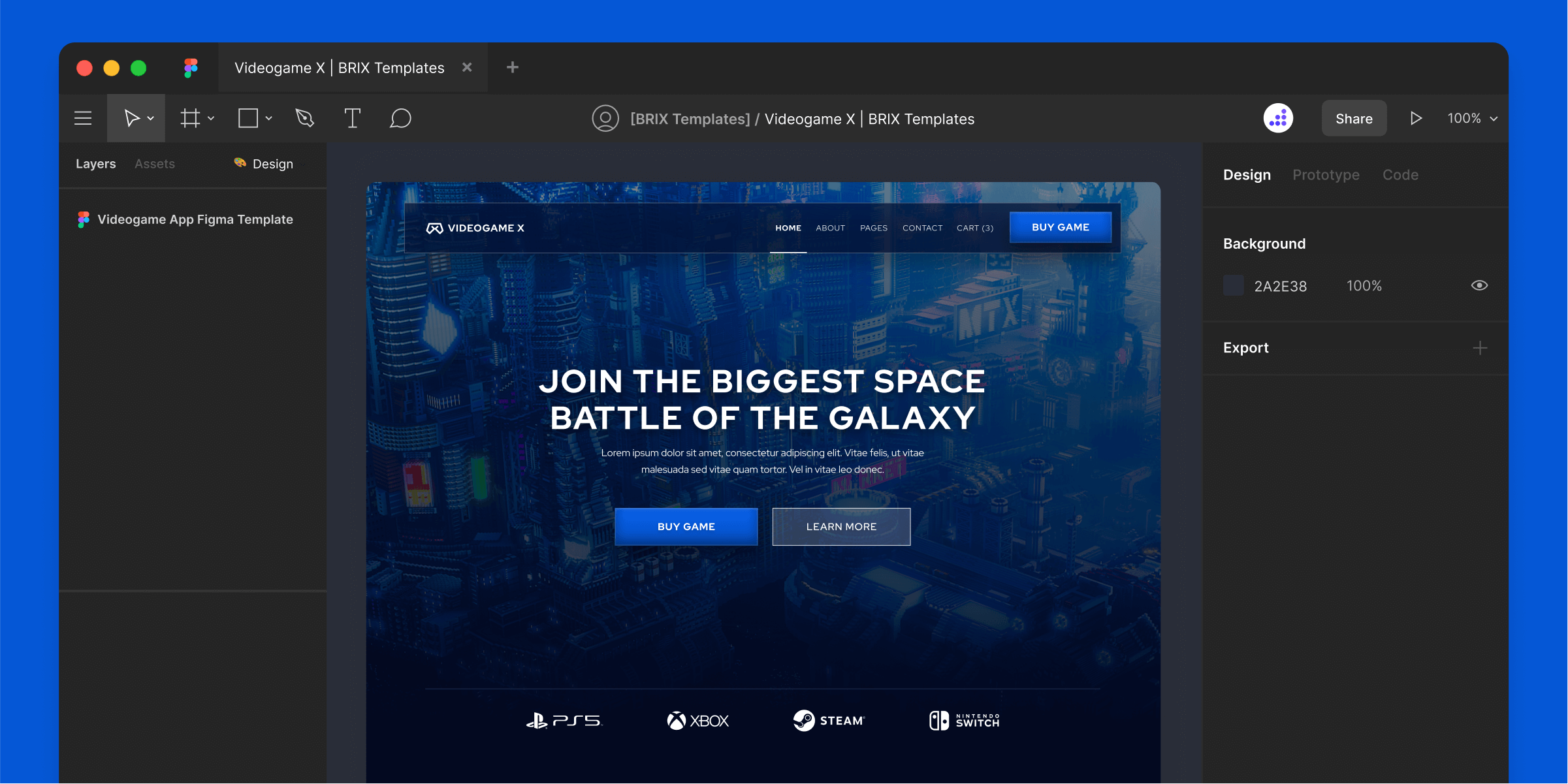 Videogame X - Game Figma Template - Free Figma Resource