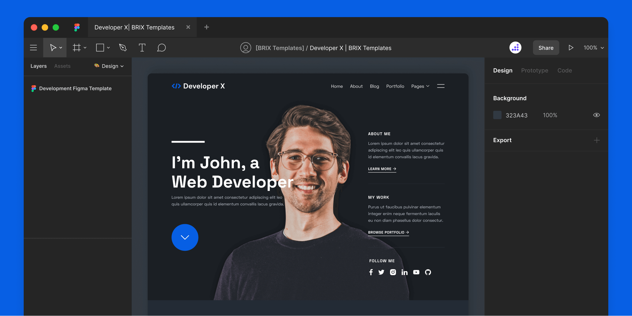 Developer X Developer Portfolio Figma Template Free Figma Resource   Web Developer Portfolio Website Figma Template 