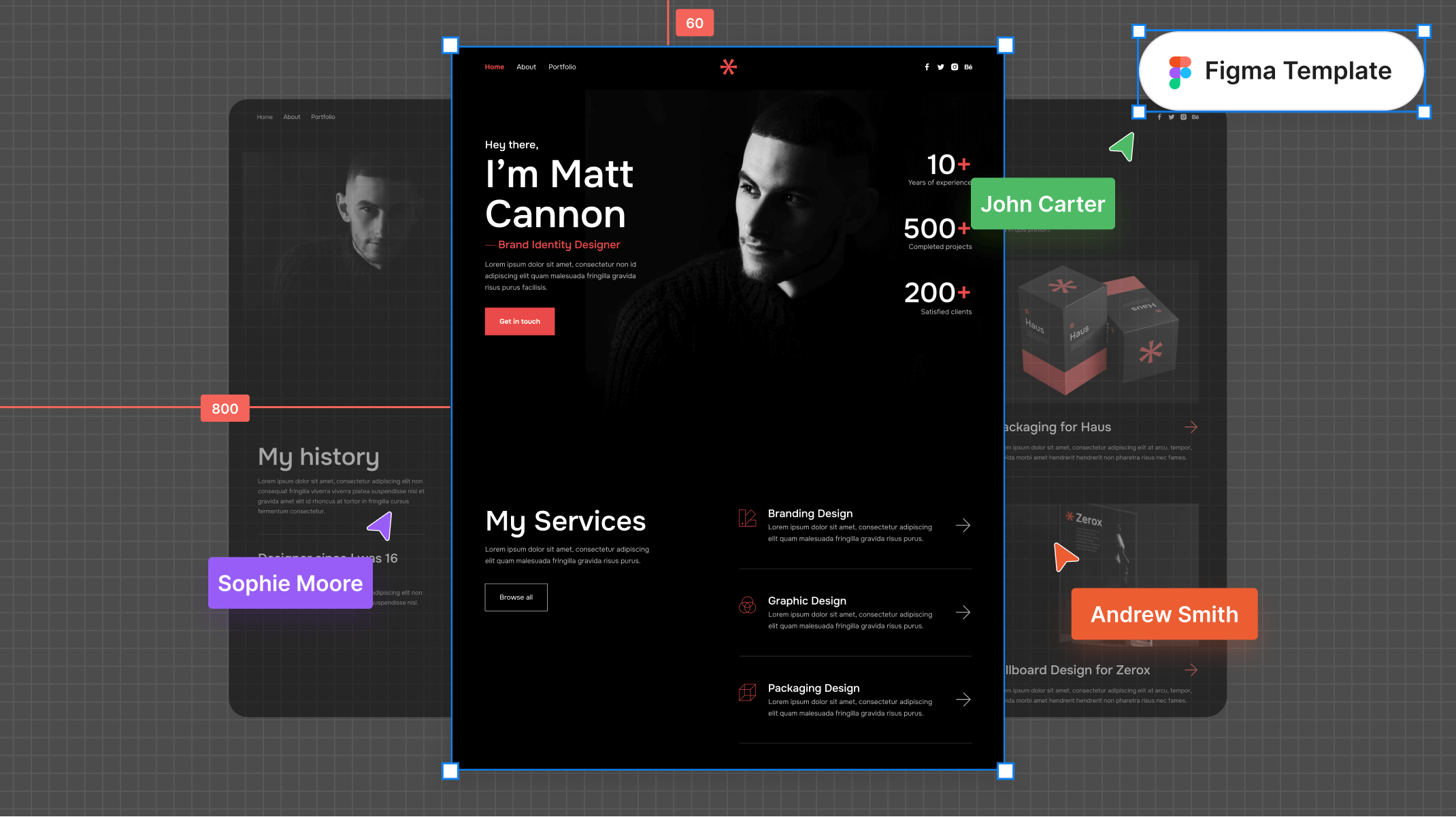 Dark Mode Design Portfolio Figma Template