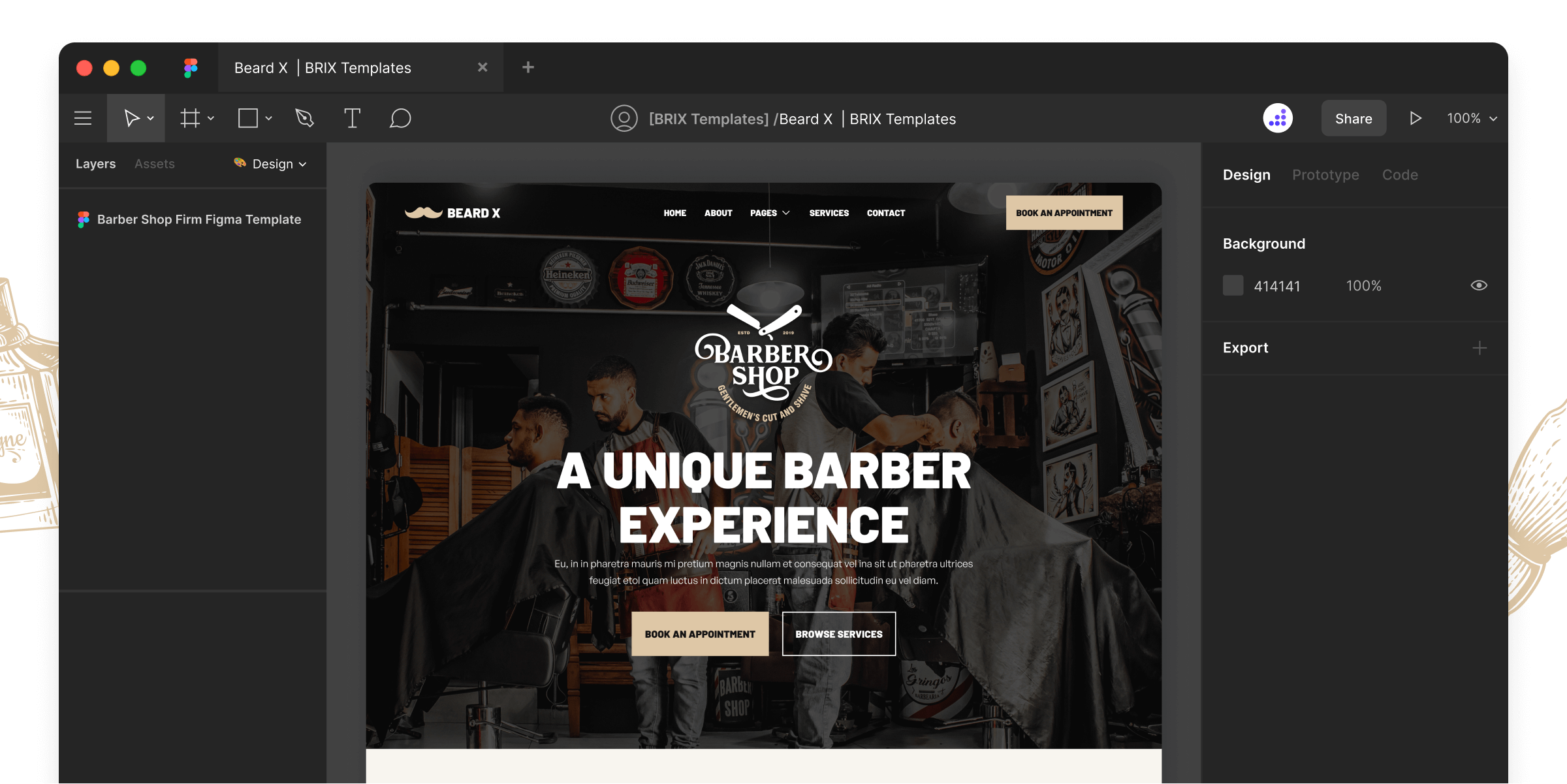 Barbershop Website Figma Template