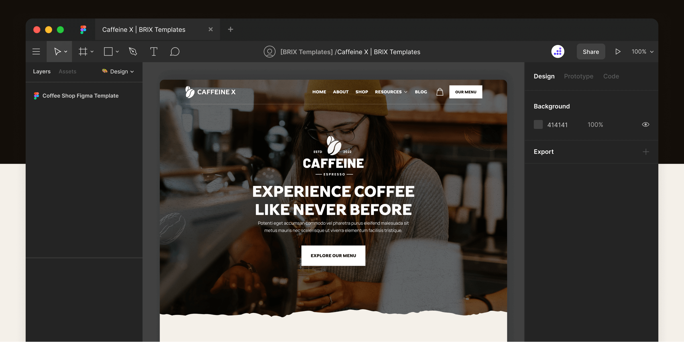 Coffee Bar Website Figma Template