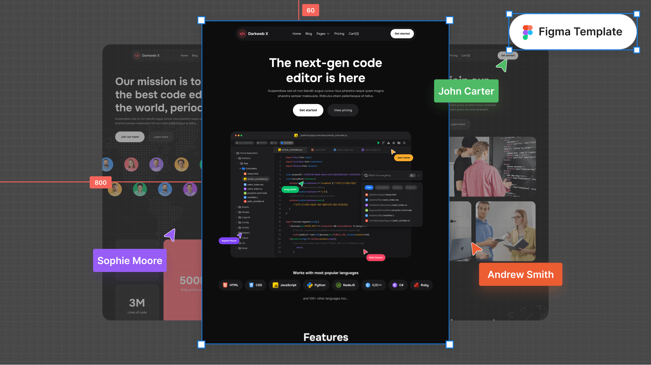 Dark Mode SaaS Figma Template