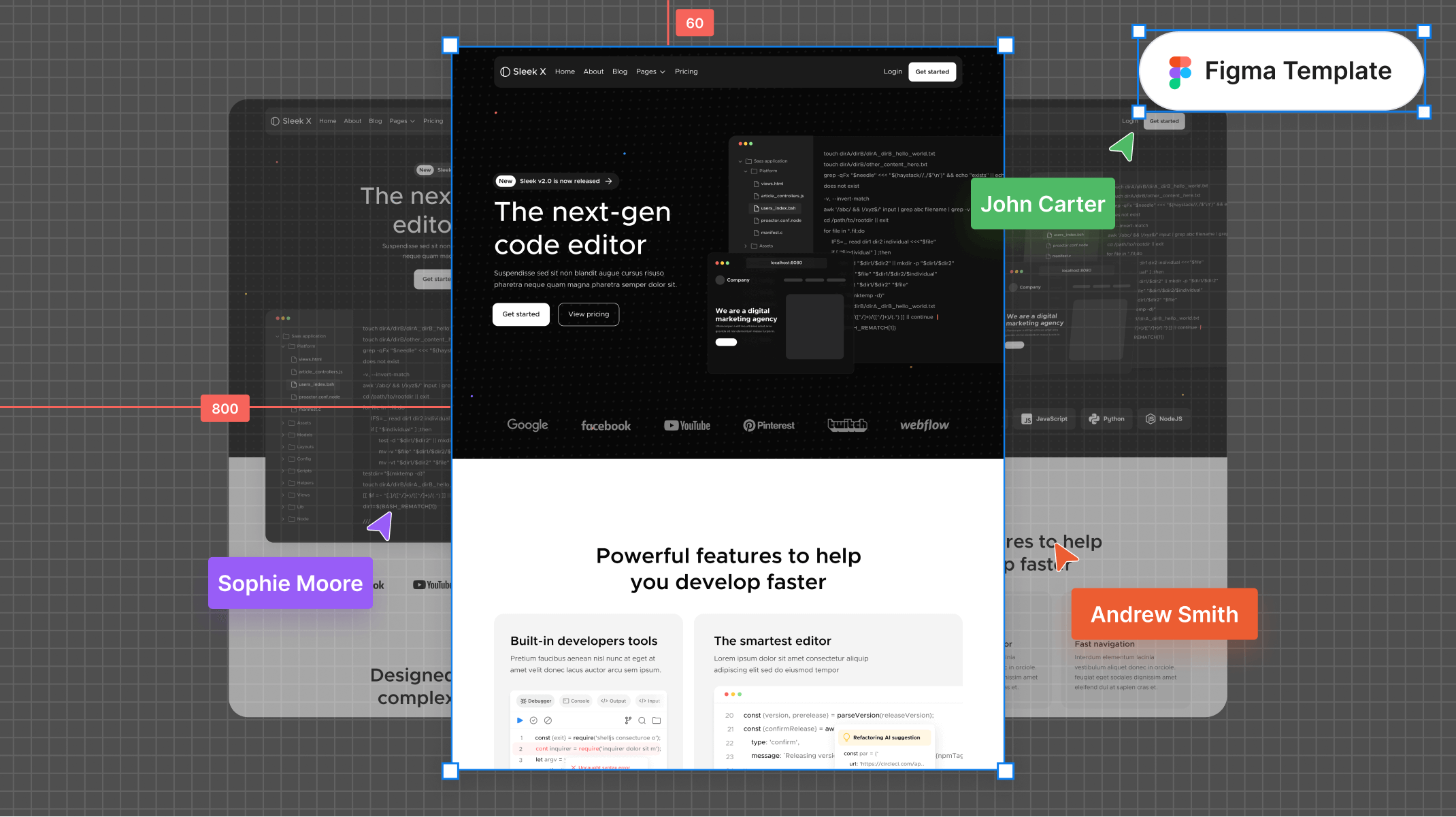 Dark Mode SaaS Figma Template