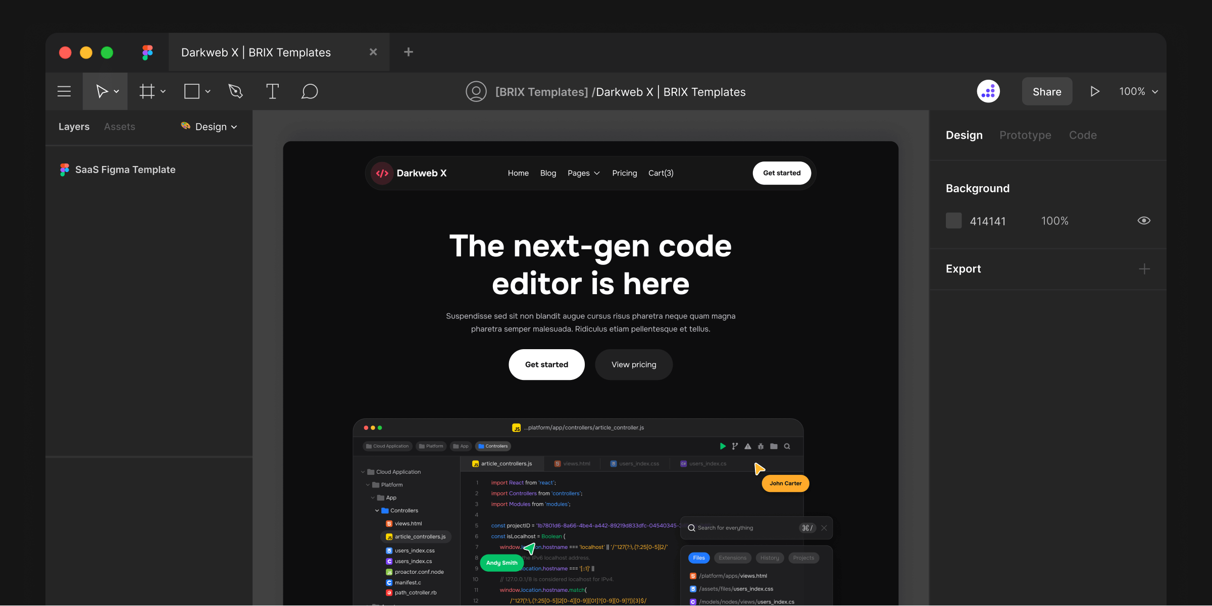 Dark Mode SaaS & Tech Website Figma Template