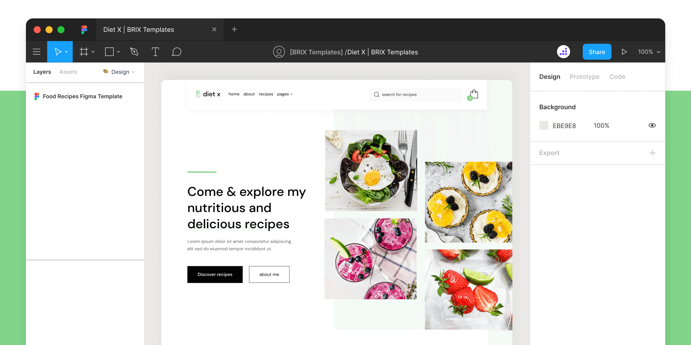 Food Recipes Website Figma Template