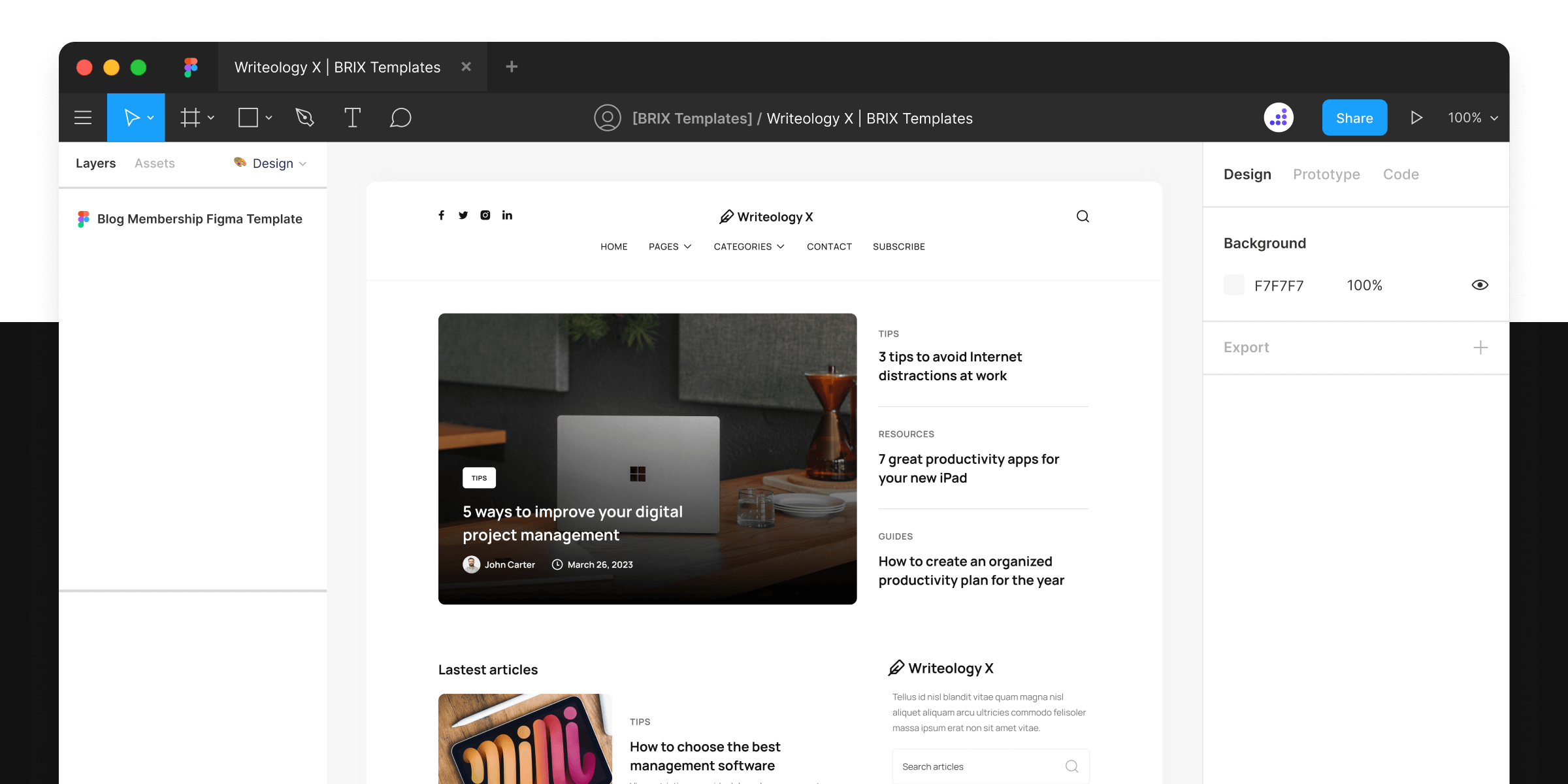 Memberships Blog Website Figma Template