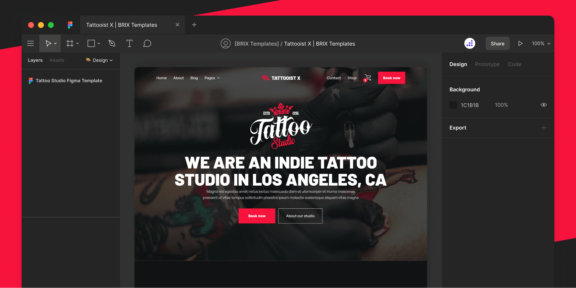 Tattoo Ink Studio Website Figma Template