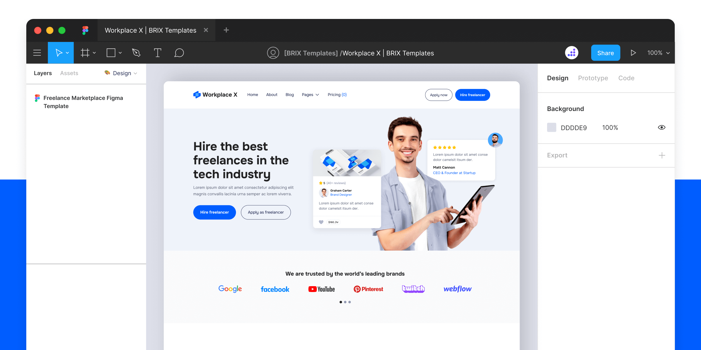 Workplace X - Freelance Marketplace Figma Template - Free Figma Resource