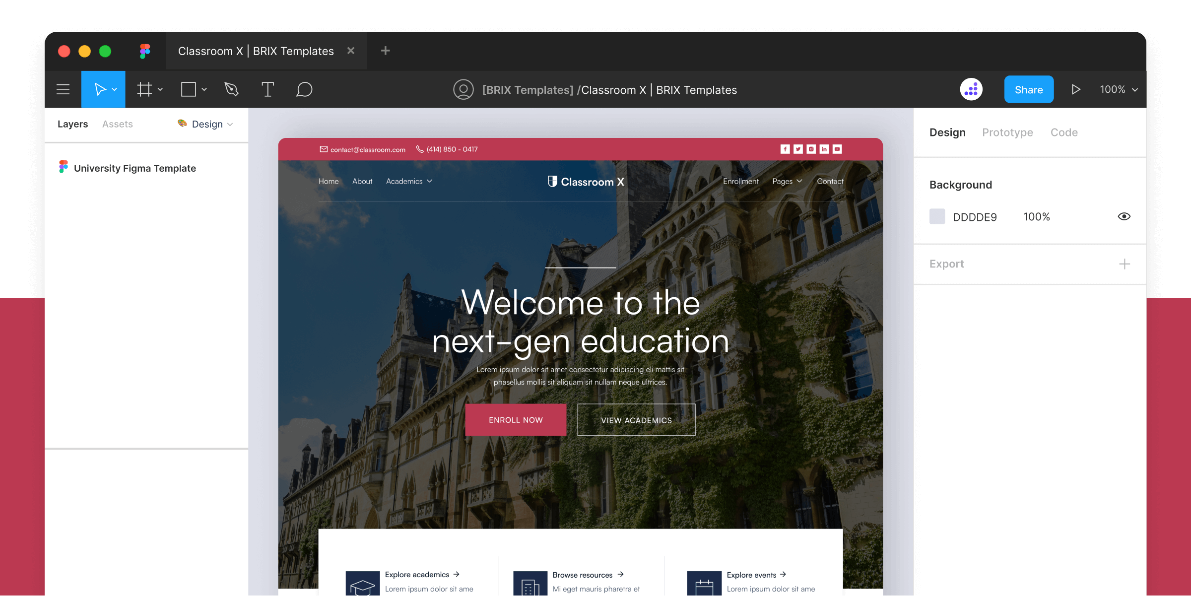 School Figma Website Template