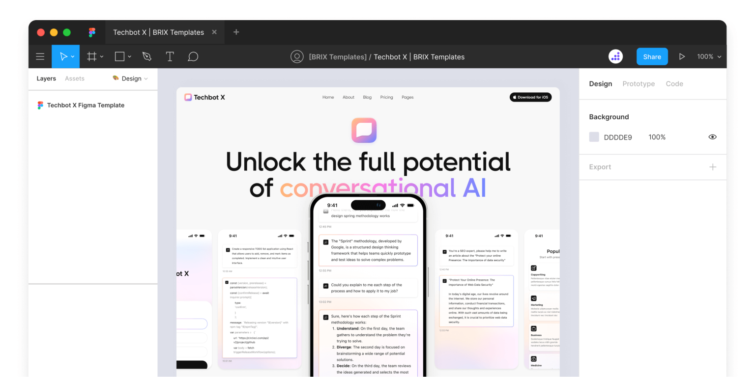 Techbot X - AI App Figma Template - Free Figma Resource | Figma Elements