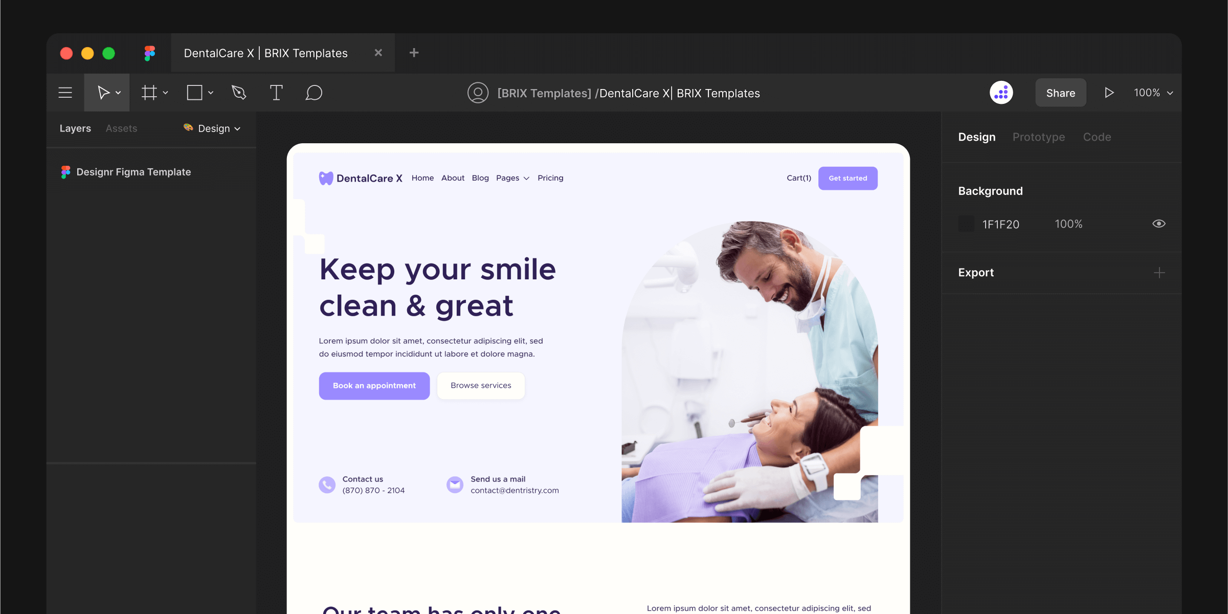 Dentist Figma Website Template