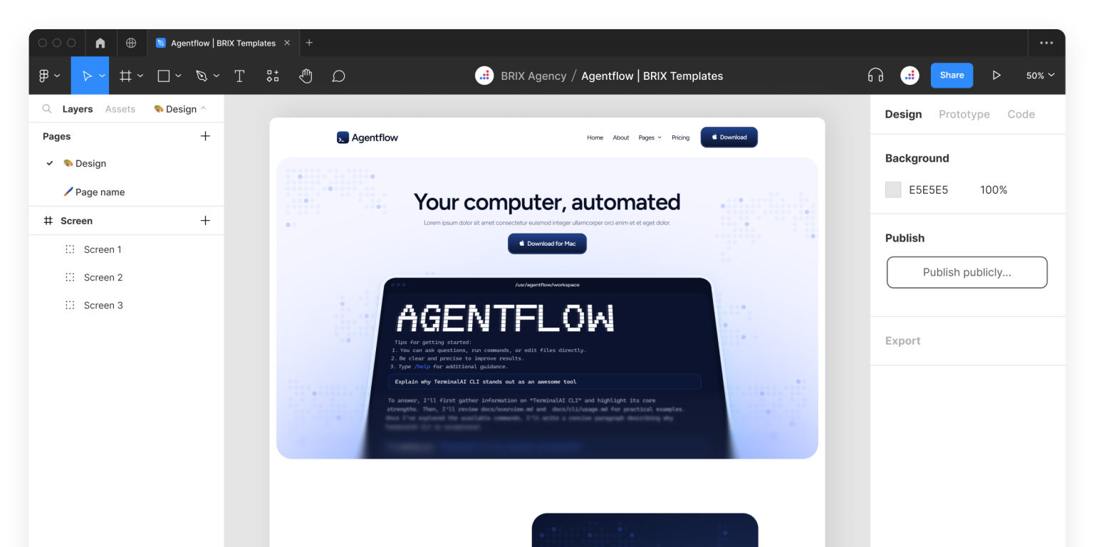 Agentflow - AI Coding Agent Figma Template - Free Figma Resource ...